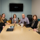 Some members of Appalachian's Carbon Research Group pictured from left to right: Kaitlyn Burkett, senior, Actuarial Sciences; Henning Tovar, graduate student, Political Science; Dr. Tatyana Ruseva, Associate Professor, Department of Government and Justice Studies; Dr. Gregg Marland, research faculty member with RIEEE and the Department of Geological and Environmental Sciences; Dr. Tammy Kowalczyk, Interim Director RIEEE and Jamie Hedrick, graduate student, Political Science. Current members not pictured, Dr