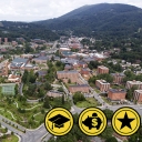An aerial view of Appalachian State University’s campus in the Blue Ridge Mountains. Photo by Marie Freeman