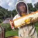Beekeeper Dr. James Wilkes ’87, chair of Appalachian’s Department of Computer Science, manages 100 bee colonies on his family farm. His scholarly research, conducted in part with Dr. Joe Cazier and Dr. Ed Hassler, includes tracking and analyzing beekeeping management practices. Photo submitted