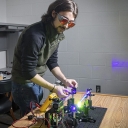 ack Griffin, a senior from Waxhaw majoring in physics at Appalachian, works to develop a demonstration laser. Photo by Marie Freeman