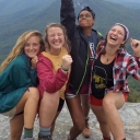 The inaugural Wilson Scholars, as new students, atop Table Rock in the Pisgah National Forest. The steep hike, according to Sarah Aldridge, second from left, became a metaphor for overcoming obstacles on the path to academic success. Photo submitted