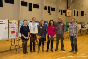 L to R: BRES teacher and curriculum coach Tania Rollins, Appalachian STEM faculty Dr. Jamie Levine, Geology; Dr. Tonya Coffey, Physics; Dr. Dana Powell, Anthropology; Dr. Michael Madritch, Biology; Dr. Bob Swarthout, Chemistry and Environmental Science. Not pictured: Dr. Saskia van de Gevel, Geography & Planning; and Dr. Gypsy Price, Anthropology.