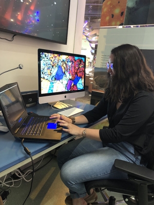 this summer Snow is working with Dr. Smith behind the glass walls of the astronomy lab where museum visitors can see them work. She is most excited because, “When my little brothers come to the museum they will get to see me working!” photo submitted by Kara Snow.