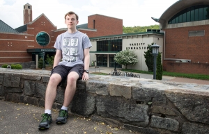 Aeron McConnell, of Asheville, is a junior double majoring in mathematics and physics. He was awarded the Walter C. Connolly Endowed Award for Physics and the George Dewey Bingham, D.D.S. Endowed Award for Mathematics. Photo by Chase Reynolds