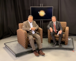 Dr. Ozzie Ostwalt, Professor of Philosophy and Religion on the set of his AppTV program, “Religion in Life