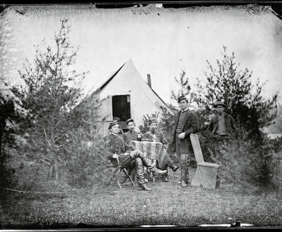 Medical staff of the 164th NY Infantry pose with medical equipment, c.1863. The image evokes the centrality of medicine to the story of the Civil War era. Photo submitted