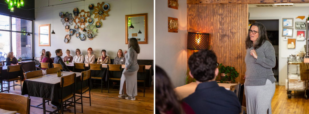 To kick off the program, Vidalia Restaurant and Wine Bar Owner Alyce Ratchford '06 met with students to share how hospitality works. Photos by Lauren Gibbs