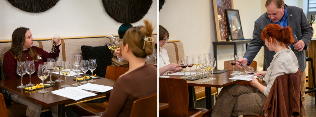 Students participated in a guided wine tasting with Advanced Sommelier Jeremy Stamps at Venture Chocolate and Wine. Photos by Lauren Gibbs