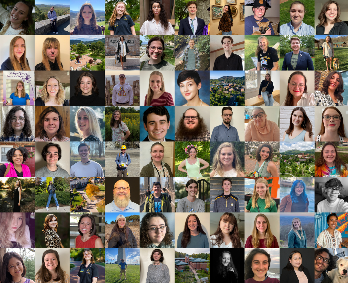 A photo college of the Appalachian State College of Arts and Sciences' 2023 Outstanding Seniors.