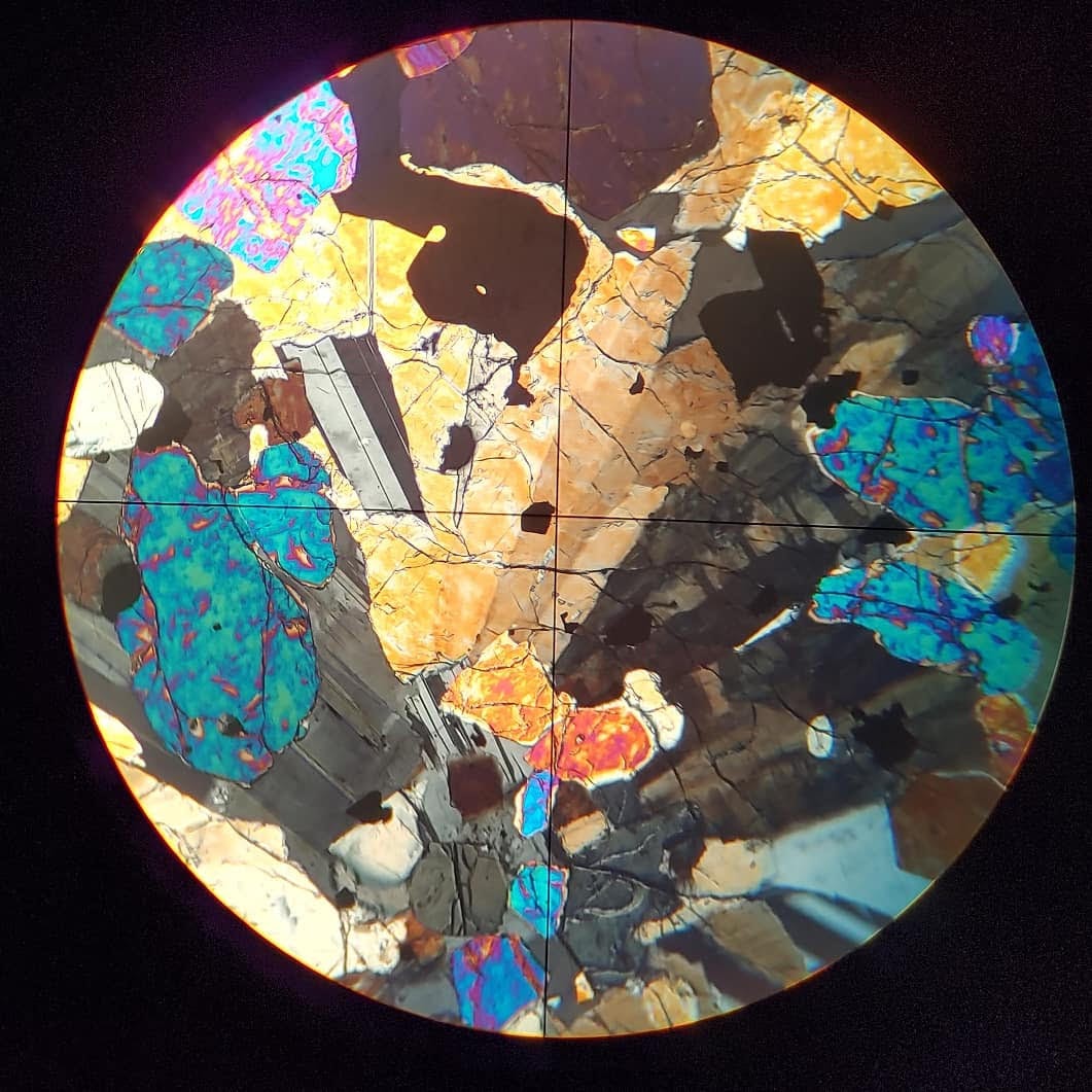 Image of plagioclase and pyroxene crystals