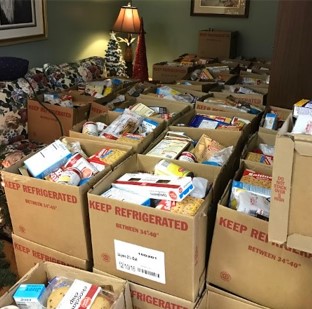 Items collected, including food by Appalachian Senior Programs for the Project Star program. Photo by Dr. Amy Dellinger Page.