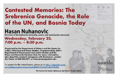 Social Justice Advocate and Survivor Hasan Nuhanovic Speaks on the Srebrenica Genocide and Bosnia Today event poster. Graphic submitted.