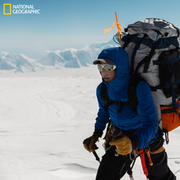 National Geographic Explorer Dr. Alison Criscitiello ascends Mount Logan in Canada in 2022 to conduct an ice core extraction for her continued study of climate data from the world’s highest peaks. Criscitiello’s team extracted a 1,073-foot-deep core during this expedition. Photo by Leo Hoorn/National Geographic