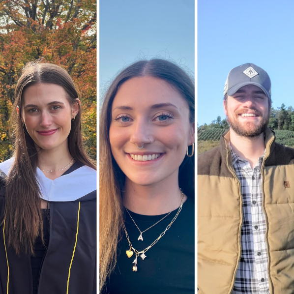 Hannah Brown '24 (left), Ally Lawing '23 (middle), and Mason Smith '24 (right) were inducted into the Fall 2025 Cratis D. Williams Society. Photos submitted