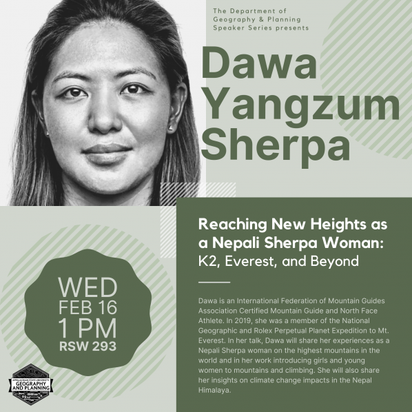 Reaching New Heights as a Nepali Sherpa Woman: K2, Everest and Beyond event poster. Graphic submitted.