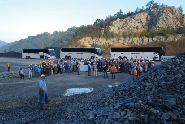 The first stop on the field trip was inside the Highway 105 Quarry operated by Vulcan Materials Company.  
