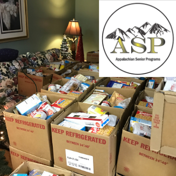 Boxes of donated goods for Ashe County senior citizens, part of the Appalachian Senior Programs Project Star. Photo submitted.