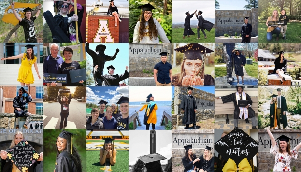 More than 3,600 Appalachian graduates were conferred degrees during the university’s virtual Spring 2020 Commencement. Numerous Class of 2020 graduates took to social media to share their celebratory commencement photos, some of which are shown in this photo collage. Photos submitted