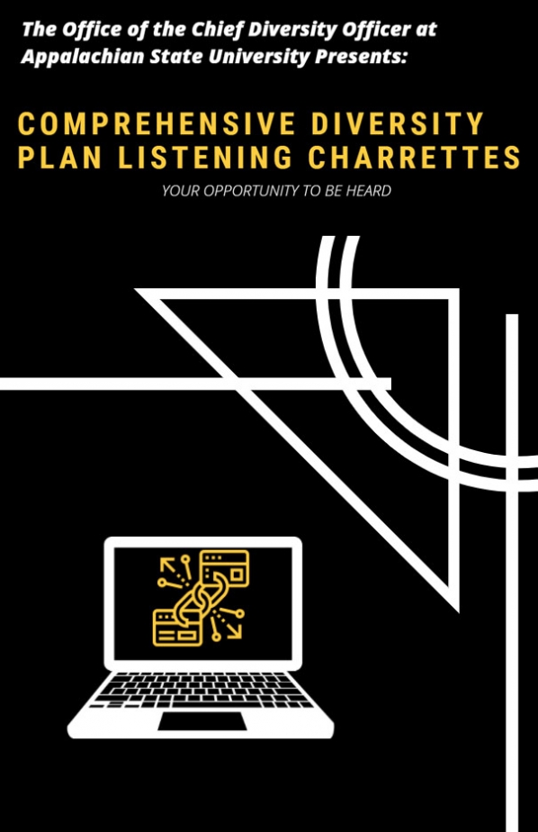 Appalachian hosts Strategic Diversity Plan Charrette Feedback & Listening Sessions. Graphic poster to promote the event.