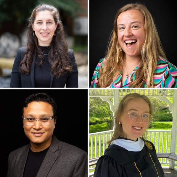 Dr. Maggie Sugg (top left), Dr. Jennifer Schroeder Tyson (top right), Dr. Shishir Shakya (bottom left), and Sarah Ulrich '24 (bottom right)