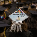 Mortarboard decorating skills were on display at the Fall 2021 Commencement ceremonies held Dec. 10 at Appalachian State University. Photo by Chase Reynolds