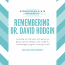 new scholarship commemorating Professor David Hodgin graphic, produced by the Dept. of English.
