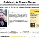 A campus-wide luncheon and panel conversation on Christianity and climate change to be held March 31