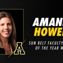 Dr. Amanda C. Howell, senior lecturer and chemistry lab coordinator in Appalachian’s A.R. Smith Department of Chemistry and Fermentation Sciences, is one of 12 educators across the nation to be recognized as Faculty Member of the Year by the Sun Belt Conference. Image provided by Appalachian State University Athletics