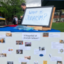 Table outlining common Jewish cultural aspects and practices displayed on Sanford Mall during the App State Day Against Hate April 16, 2023.