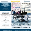 Mountain Film Series Poster with images of the 3 films: Force Majeure, Snowpiercer and Goodbye Solo.
