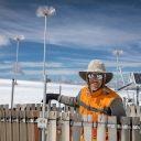 Dr. Baker Perry, graduate program director and professor in Appalachian’s Department of Geography and Planning, works at the weather station he installed on the Quelccaya Ice Cap in Peru. The station sends data directly to his lab in Boone. Photo by Marie Freeman