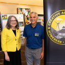 App State Chancellor Heather Norris, left, with Dr. Rahman Tashakkori, the Lowe’s Distinguished Professor of Computer Science in App State’s Department of Computer Science, at the university’s 2025 Research and Creative Activity at Appalachian event, held Sept. 19 on the Boone campus. Tashakkori is the recipient of the 2025 Chancellor’s Award for Excellence in Research, Scholarship and Creative Activity. Photo by Chase Reynolds