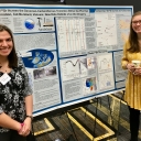 Olivia Paschall and Allison Dombrowski, presenting their co-authored poster from the American Geophysical Union Annual Meeting at Appalachian Celebration of Student Research and Creative Endeavors event in 2018.