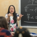 Dr. Wendy Xie teaching Chinese to Appalachian State University students. Photo by Marie Freeman
