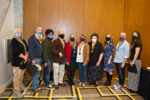 Left to right: Monique Eckerd, College of Arts and Sciences; Dr. Michael Dale, Interdisciplinary Studies; Dr. Marc Kissel, Anthropology; Joseph Bathanti, Interdisciplinary Studies/English; Dr. Tammy Wahpeconiah, English; Dr. Amanda Howell, Chemistry and Fermentation Sciences; Dr. Deborah Crocker, Mathematical Sciences; Dr. Kara Dempsey, Geography and Planning; Rick Elmore, Philosophy and Religion and Dr. Amy Dellinger Page, Sociology. Not pictured: Dr. Martha McCaughey, Sociology; Dr. Kyle Stevens, English 