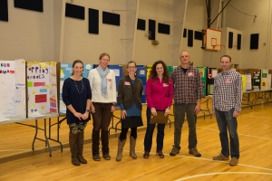 L to R: BRES teacher and curriculum coach Tania Rollins, Appalachian STEM faculty Dr. Jamie Levine, Geology; Dr. Tonya Coffey, Physics; Dr. Dana Powell, Anthropology; Dr. Michael Madritch, Biology; Dr. Bob Swarthout, Chemistry and Environmental Science. Not pictured: Dr. Saskia van de Gevel, Geography & Planning; and Dr. Gypsy Price, Anthropology. 