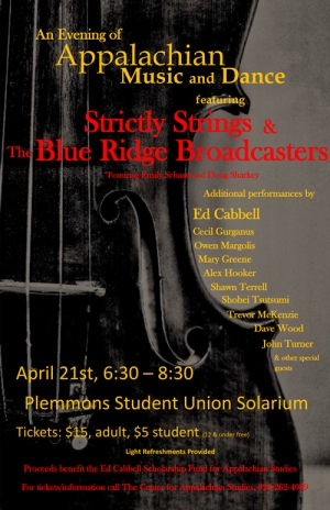 Fundraising Concert for Appalachian Studies E.J. Cabbell Scholarship to feature local band Strictly Strings and The Blue Ridge Broadcasters