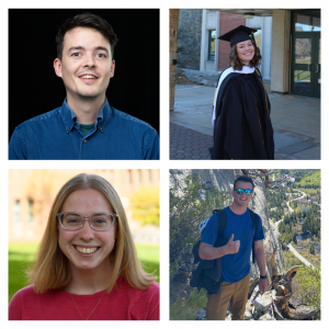 Sam Arkle (upper left), Gracie Bullington ’23 (upper right), Claire Ringland Calhoun (lower left) and Chase Riddell (lower right) were inducted into the Fall 2024 Cratis D. Williams Society. Photos submitted