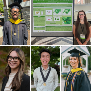 Jabari Budd (top left), Sophia Kirn '22 (top right), Brenna McNamara '24 (bottom left), Anhminh Nguyen (bottom middle), and Carleigh Scott '22 (bottom right) were inducted into the Spring 2026 Cratis D. Williams Society. Photos submitted
