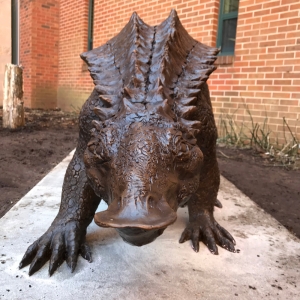 Archie, complete, at home and installed in the Fred Webb Jr. Outdoor Geology Laboratory - Interactive Rock Garden outside of Rankin Science. Photo by Dr. Lauren Waterworth