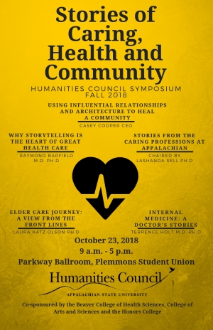 Stories of Caring, Health and Community, Humanities Council Fall Symposium poster