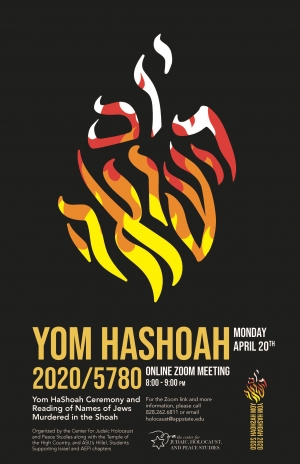 Yom HaShoah 2020 Online Commemoration poster image. 