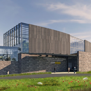 A conceptual rendering of what the Conservatory for Biodiversity Education and Research at App State might look like once complete. The facility is part of the first phase of development for App State’s Innovation District. Note, this image does not reflect the conservatory’s finalized design. Graphic courtesy of Lord Aeck Sargent