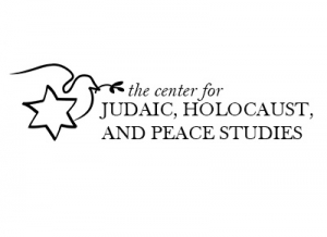Center graphic depicting a dove with an olive branch and the star of david