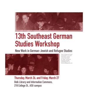 13th Southeast German Studies Workshop: New Work in German-Jewish and Refugee Studies graphic. 
