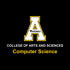 The Department of Computer Science logo featuring the block A with two lines of text underneath it: The first line reads "College of Arts and Sciences," and the second line reads "Computer Science."