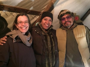 Dr. Dana Powell, left, with long-time friends Anne White Hat (Teton/Rosebud) of New Orleans and Shining Light Kitchen and Earl Tulley, founding member of Diné CARE (Citizens Against Ruining our Environment) of Rock Springs, Arizona