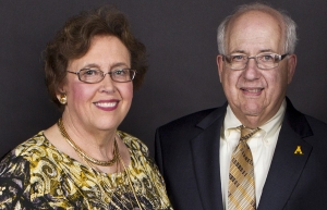The late Hughlene Bostian Frank ’68, left, and her late husband, William “Bill” Frank, were longtime friends and supporters of Appalachian State University. Their estate recently provided funding for approximately 75% tuition for 12 full-time App State students from North Carolina’s Piedmont region, where the Franks lived. Photo by Marie Freeman