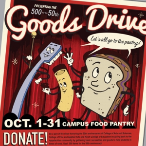 In honor of their 50th anniversaries, the College of Arts and Sciences, College of Fine and Applied Arts and Reich College of Education at Appalachian State University will host a goods drive focused on the “3 P’s” — personal care items, pasta, and peanut butter and jelly/jams — for Appalachian’s campus food pantry and free store, located in the Office of Sustainability.