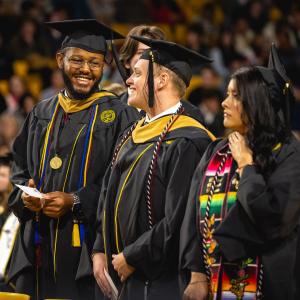 App State conferred degrees upon more than 1,500 graduates at its Fall 2024 Commencement ceremonies, held Dec. 13 in Holmes Convocation Center on the Boone campus. These Class of 2024 graduates join a network of more than 150,000 Mountaineer alumni. Photo by Kyla Willoughby